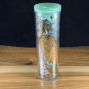 Starbucks 2020 Gold Mermaid Siren Mint Green Cold Cup Tumbler 16‎ oz Acrylic